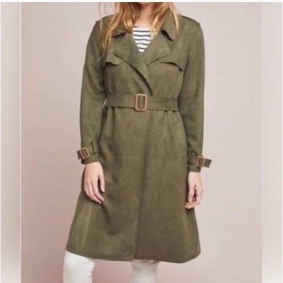 Anthropologie Jackets & Blazers - Anthropologie Green Suede Trench coat. BNNU.